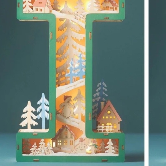 Anthropologie Other - NWT Anthropologie Monogram Wonderland Light-Up Scene Letter I